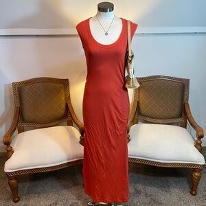 Anagram Burnt Orange Cotton-Linen Maxi Dress, Size Small Retail: $795
